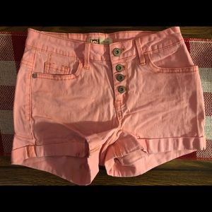 Pink high - waisted shorts
